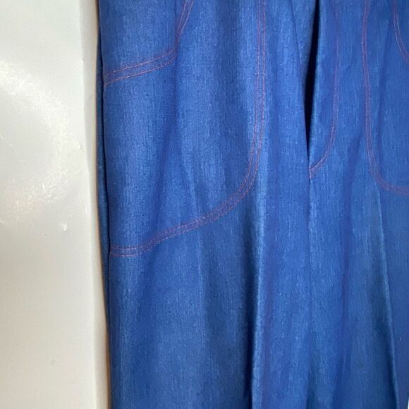 Vintage pull on elastic waistband polyester lightweight denim pants stretchy 70s - Picture 6 of 6